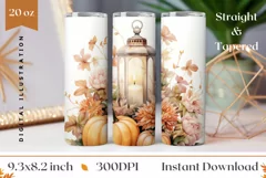 Watercolor Pumpkins Sublimation PNG, Fall Tumbler Wrap Product Image 1