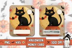 Cartoon Halloween Black Cat Money Card, Printable Halloween Product Image 1