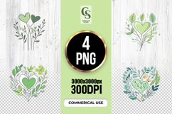 Green Botanical Heart Clipart Sublimation PNG Product Image 1