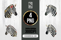 Zebra Head Watercolor Safari Animal Clipart Sublimation PNG Product Image 1