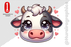 Cute Cow Clipart - PNG File Product Image 1