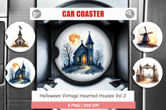 Halloween Vintage Houses Car Coaster Product Image 1