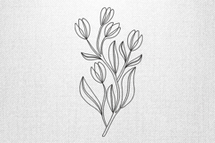 Simple Tulip Line Art Floral Embroidery Design Product Image 1