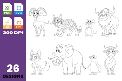 Cartoon Safari Animal Clipart Bundle Product Image 1