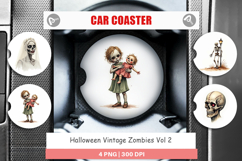 Halloween Vintage Zombies Car Coaster Product Image 1