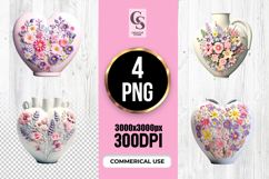 Floral Heart Vase Clipart Sublimation PNG Product Image 1