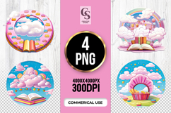 Magical Cloud Books And Rainbow Clipart Sublimation PNG Product Image 1