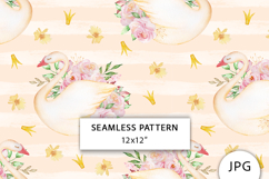 Swan Seamless Pattern, Romantic Digital Paper Product Image 1