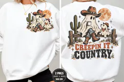 Creepin It Country Front Back PNG, Cowboy Ghost Front Back S Product Image 1