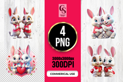 Cute Bunny Couple Heart Clipart Sublimation PNG Product Image 1