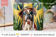 Tropical Tumbler Wrap Design, Boxer Dog Tumbler Sublimation Product Image 1