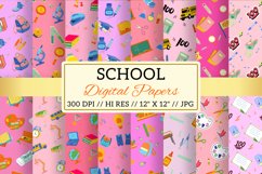 Pink 100 Days of School Digital Paper Patterns Design Product Image 1