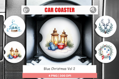 Blue Christmas Car Coaster Product Image 1