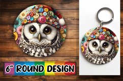 Colorful Owl 3D : Sublimation Art Round, Keychain Product Image 1
