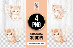 Cute Angel Kitten with Wings Clipart Sublimation PNG Product Image 1