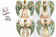 Christmas, Angels, Ephemera, PNG, watercolor, Clipart Product Image 1
