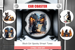 Car Coaster Black Cat Tunes Product Image 1
