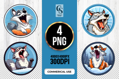 Cute Howling Wolf Clipart Sublimation PNG Product Image 1