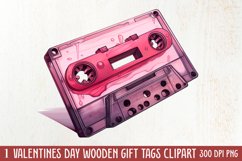 Retro Valentine Watercolor Clipart, Pink Valentine Product Image 1