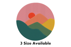Colorful Sunset Mountain Landscape Embroidery Design Product Image 1
