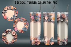 20 oz Tumbler Wrap 3D Flowers Sublimation Design PNG Product Image 2