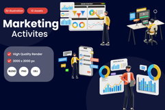 Marketing Activity 3D Illustration Pack Product Image 1