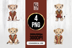 Watercolor Lion Cub Clipart PNG Product Image 1