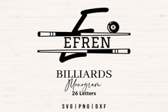 Billiards Split Monogram SVG Bundle AZ | Pool Cue 8 Ball Product Image 1