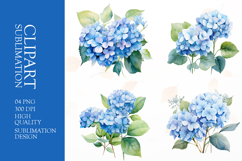 Watercolor blue flower clipart sublimation png Product Image 1