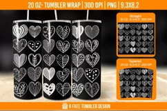 3d Cute Heart Tumbler Wrap Designs, Sublimation Wrap Product Image 1