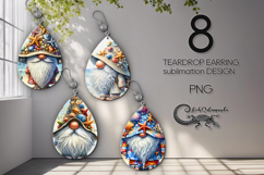Gnome BeachLife | 8 Teardrop earring Sublimation designs Product Image 1