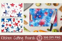 Red &amp; Blue Watercolor Stars Cutting Boards sublimation Desig Product Image 1