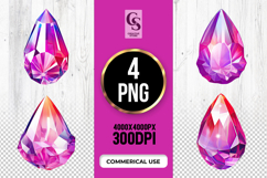 Pink And Purple Teardrop Crystals Clipart Sublimation PNG Product Image 1