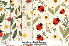Ladybugs digital paper, background clipart Product Image 1
