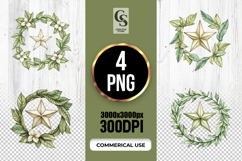 Greenery Star Wreath Clipart Sublimation PNG Product Image 1