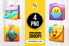 Colorful School Bag and Folder Clipart Sublimation PNG Product Image 1