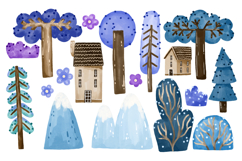 Landscape Set. Agriculture Village Collection. Hand Drawn Product Image 1