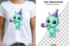 Alien Birthday PNG, Cute Outer Space Party Clipart Product Image 1