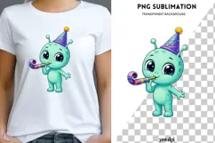 Alien Birthday PNG, Cute Outer Space Party Clipart Product Image 1