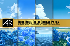 Blue Rose Field Digital Paper Product Image 1