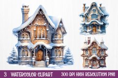 Blue Christmas Watercolor Clipart Sublimation Product Image 1