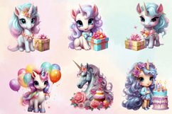 Birthday Unicorn Sublimation Clipart, Product Image 2