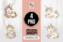 Floral Unicorn Watercolor Clipart Sublimation PNG Product Image 1