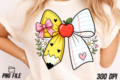 Teacher Pencil Coquette Bow PNG Positive Sublimation Product Image 2