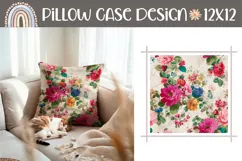 Cartoon Flowers Pillow PNG, Peony Pillow Case Design Product Image 1