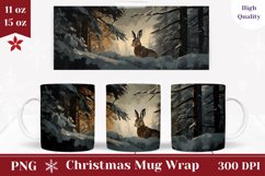Winter Hare Mug Sublimation PNG, Winter Coffee Mug Design Product Image 1