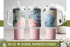 Pink Tumbler Design, Vintage Hydrangea 40 Oz Tumbler Product Image 1