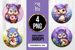 Purple Hedgehog Forest Clipart Sublimation PNG Product Image 1