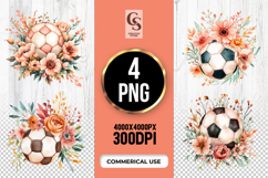 Floral Soccer Ball Arrangement Clipart Sublimation PNG Product Image 1