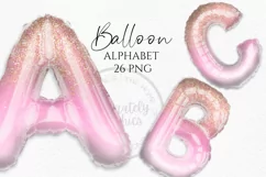 Pink and Gold Glitter | Balloon Alphabet Clipart PNG Product Image 1